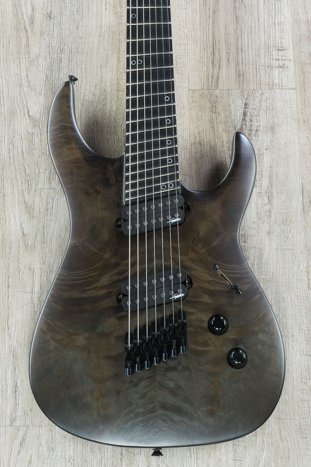 Legator Ninja R 300-PRO Multi-Scale 7-String Electric Guitar, Ebony Fingerboard - Satin Charcoal / Black Burl