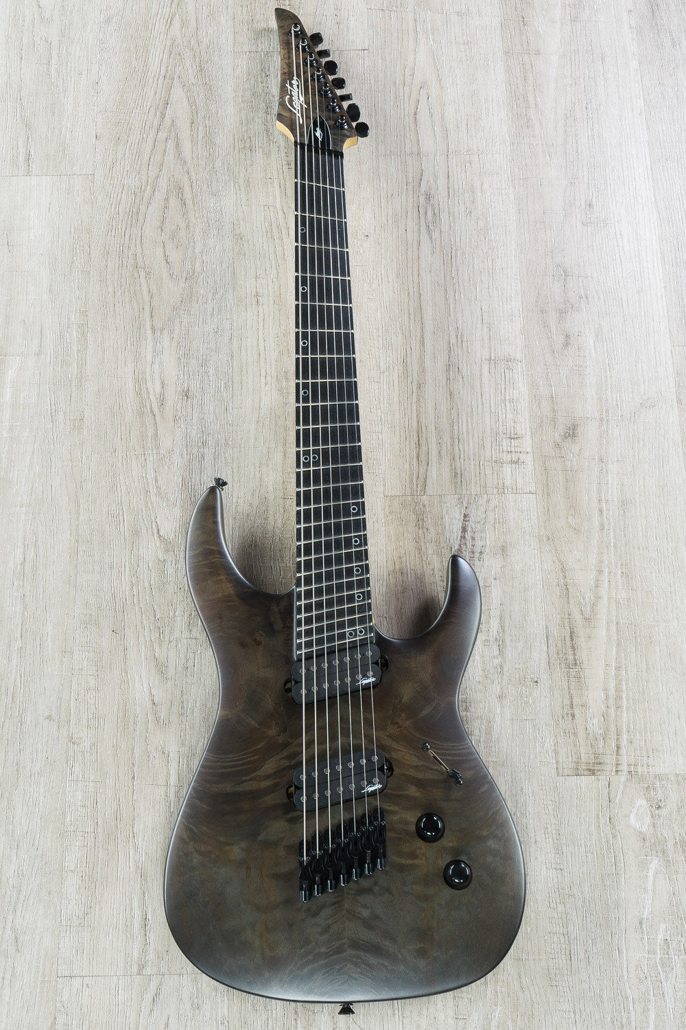 Legator Ninja R 300-PRO Multi-Scale 7-String Electric Guitar, Ebony Fingerboard - Satin Charcoal / Black Burl
