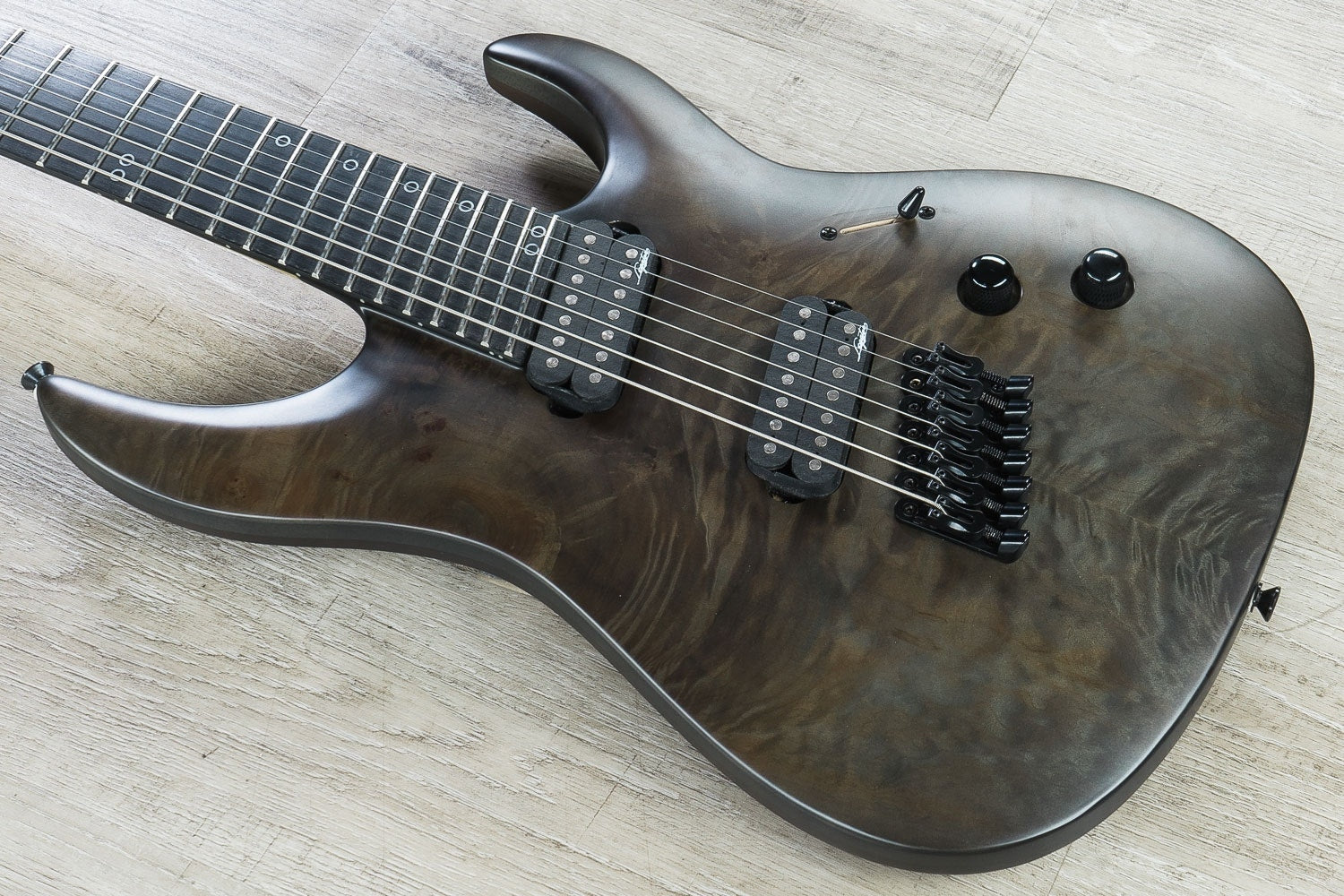 Legator Ninja R 300-PRO Multi-Scale 7-String Electric Guitar, Ebony Fingerboard - Satin Charcoal / Black Burl