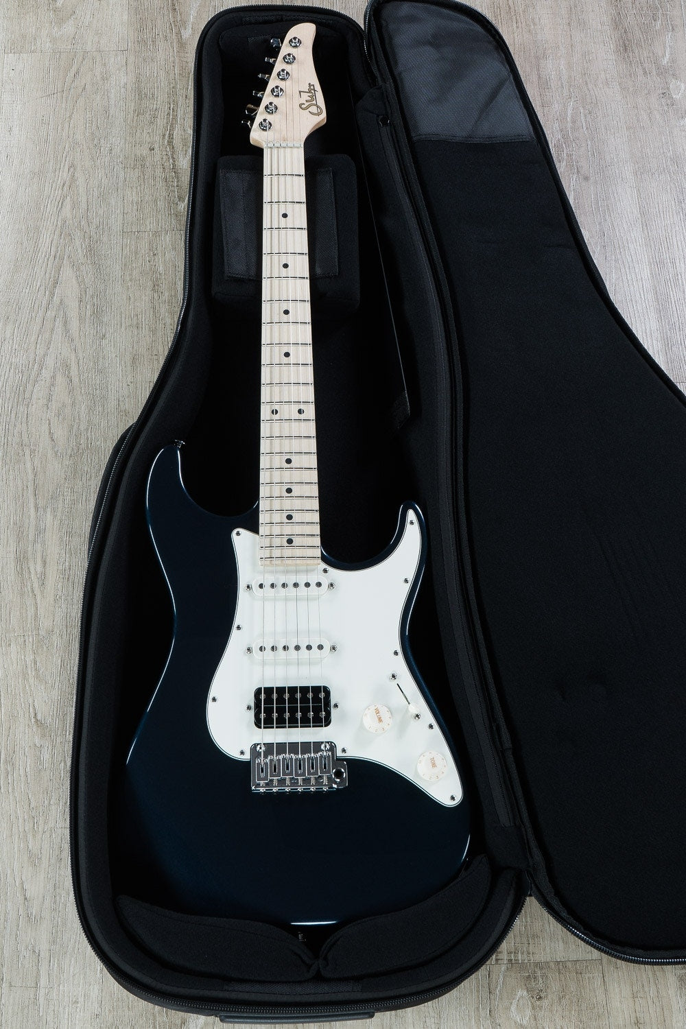 Suhr Standard HSS Electric Guitar, SSCII, Maple Fingerboard, Deluxe Padded Gig Bag - Mercedes Blue Metallic