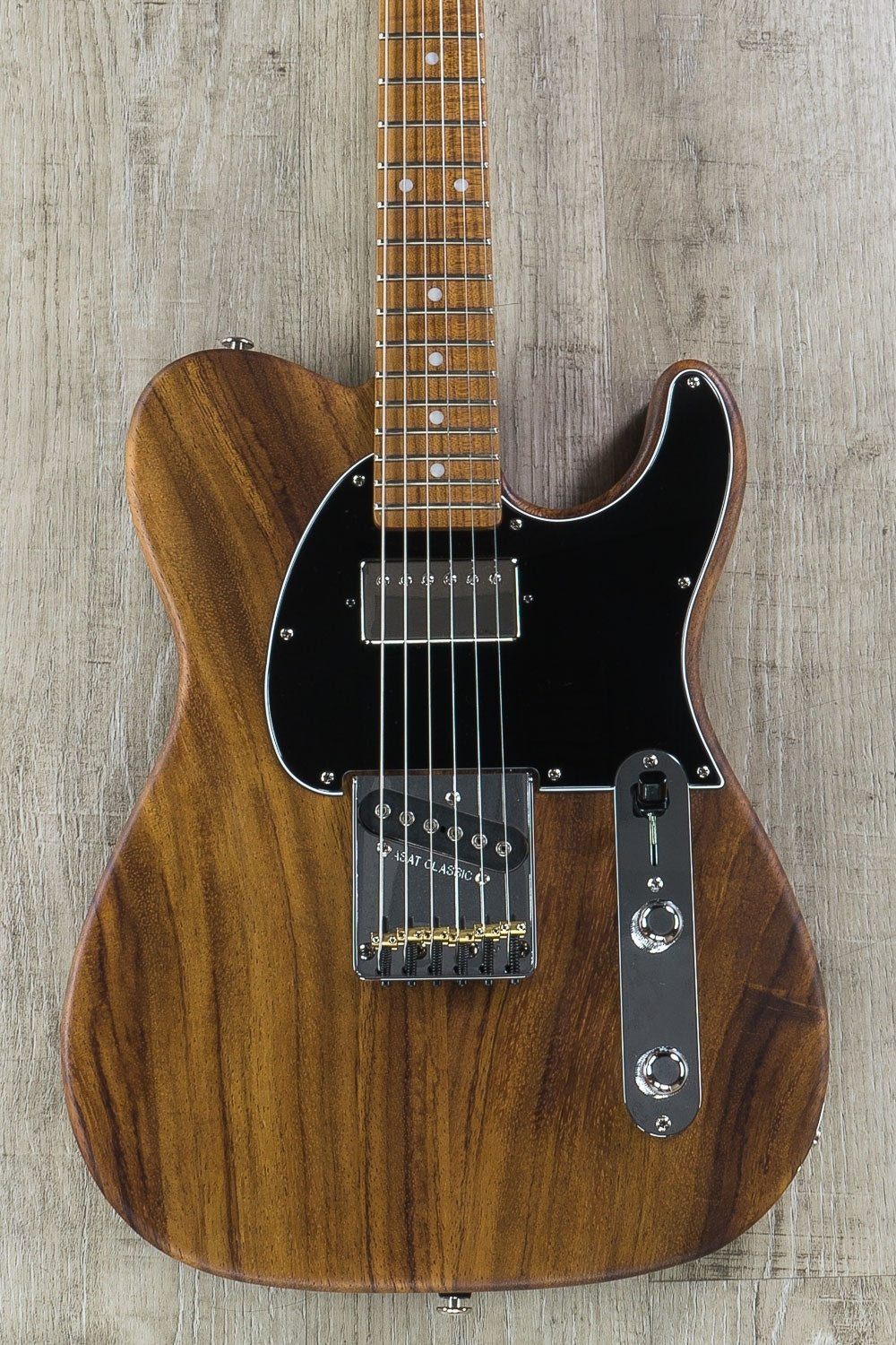 G&L USA Custom Shop ASAT Classic Bluesboy Electric Guitar, Roasted Flame Maple Neck, Hard Case - Natural Satin Frost