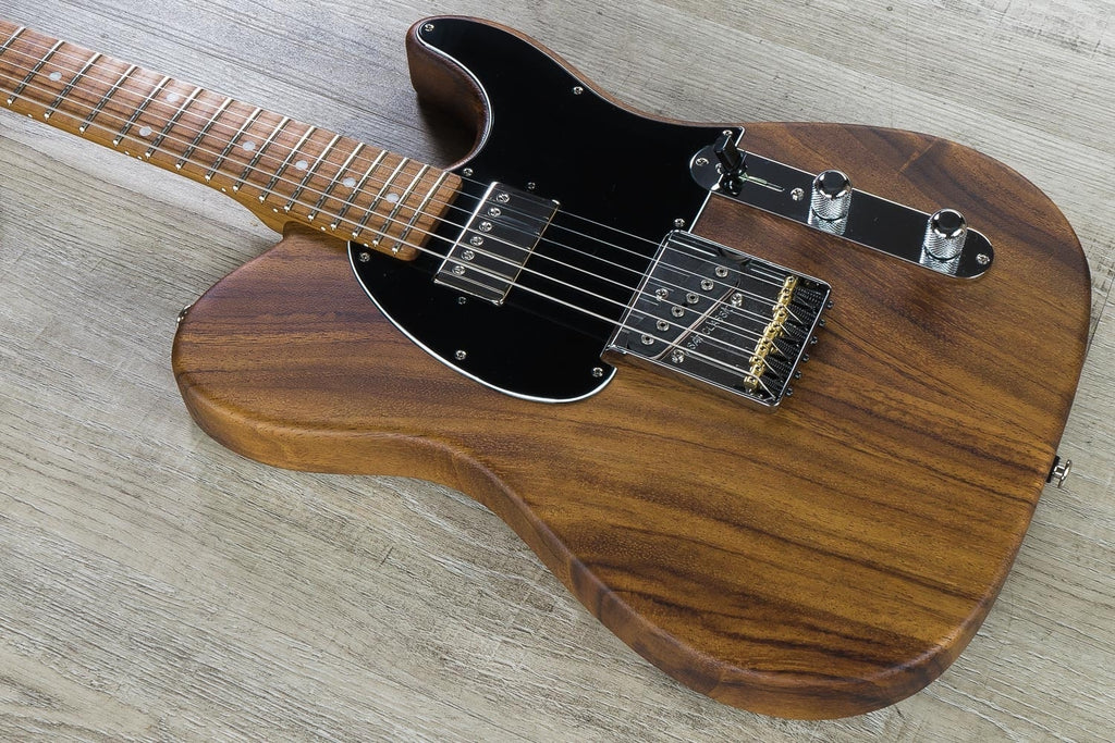 G&L USA Custom Shop ASAT Classic Bluesboy Electric Guitar, Roasted Flame Maple Neck, Hard Case - Natural Satin Frost