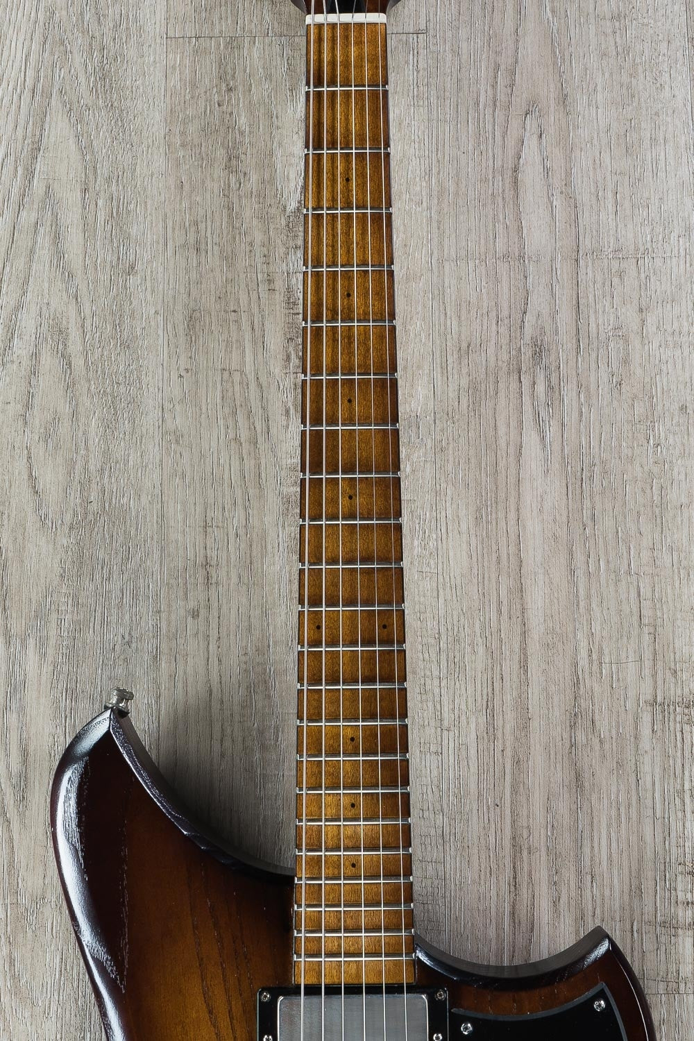 Dunable Yeti Electric Guitar, Maple Fretboard, Hard Case - Light Brown Amber Stain