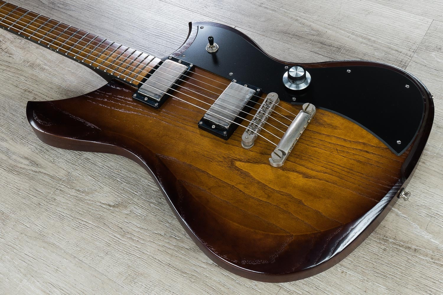 Dunable Yeti Electric Guitar, Maple Fretboard, Hard Case - Light Brown Amber Stain