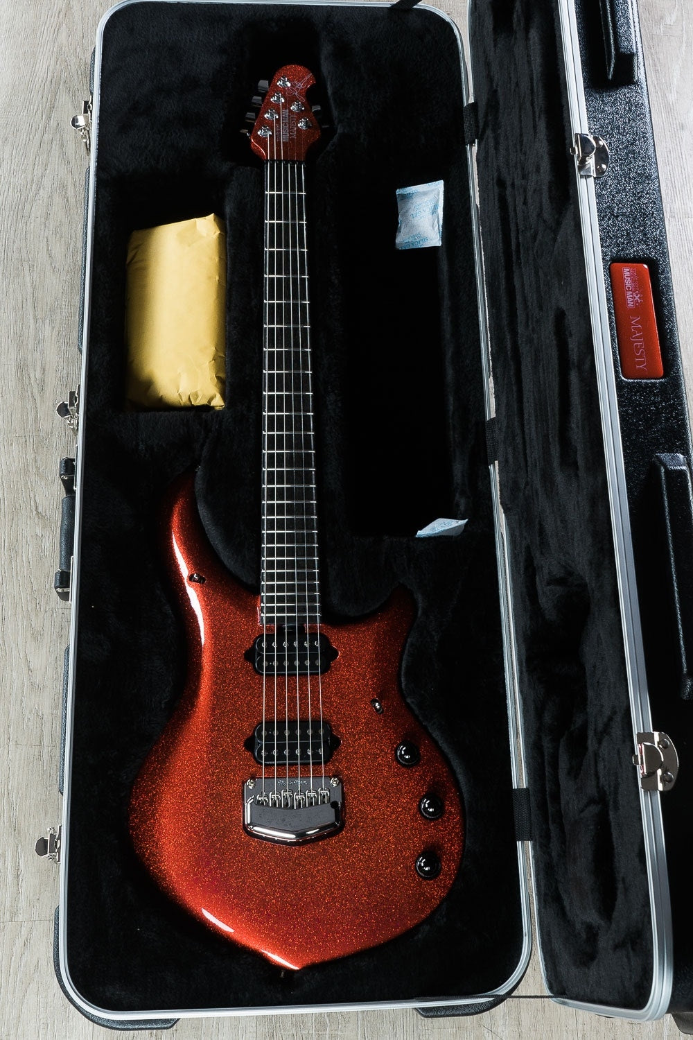 Ernie Ball Music Man BFR John Petrucci Majesty 6-String Electric Guitar with Hard Case - Cinnabar Red Sparkle