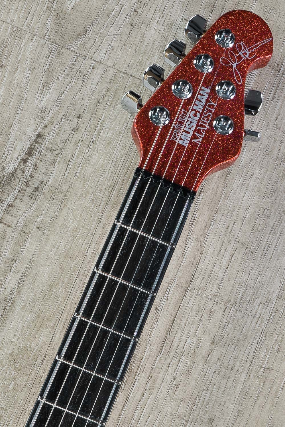 Ernie Ball Music Man BFR John Petrucci Majesty 6-String Electric Guitar with Hard Case - Cinnabar Red Sparkle