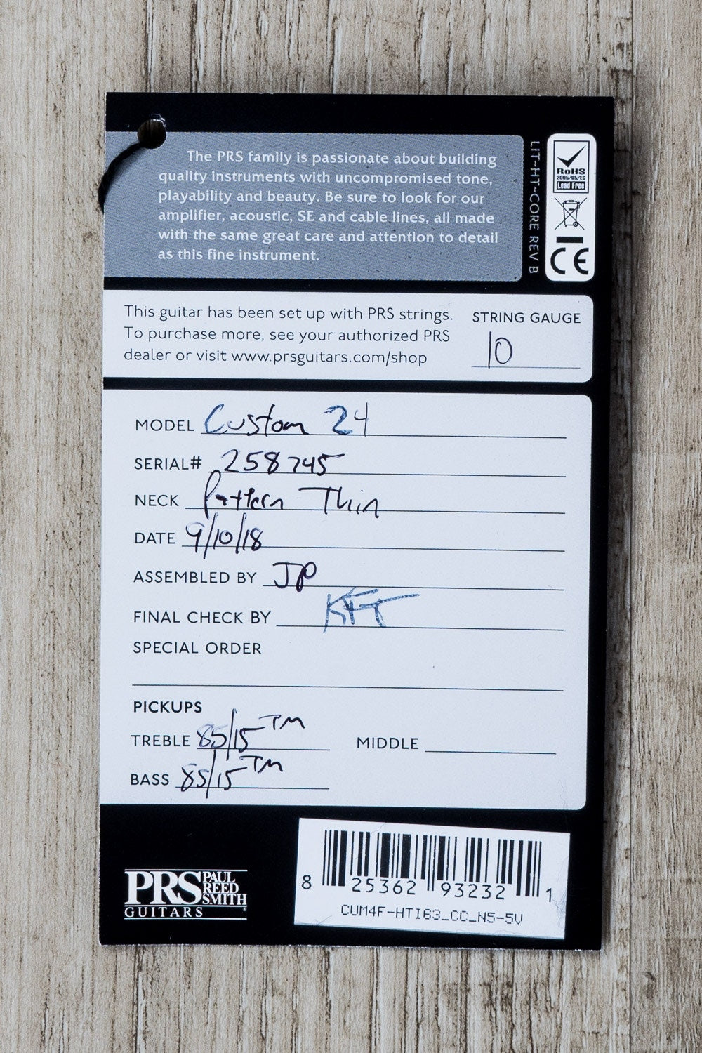 PRS Paul Reed Smith Custom 24 Electric Guitar, Rosewood Fingerboard, Flame Maple, Hardshell Case - Blue Matteo