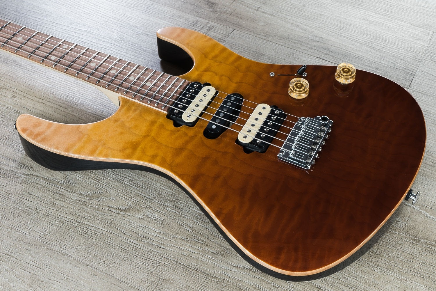 Suhr Limited Edition Modern Plus Curly Electric Guitar, Roasted Maple, Pau Ferro, Gig Bag - Desert Gradient