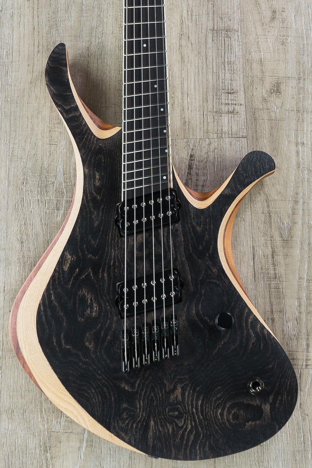Skervesen Swan 6 FF Electric Guitar, Ash, Bare Knuckle, Fanned Frets - Trans Matte Black