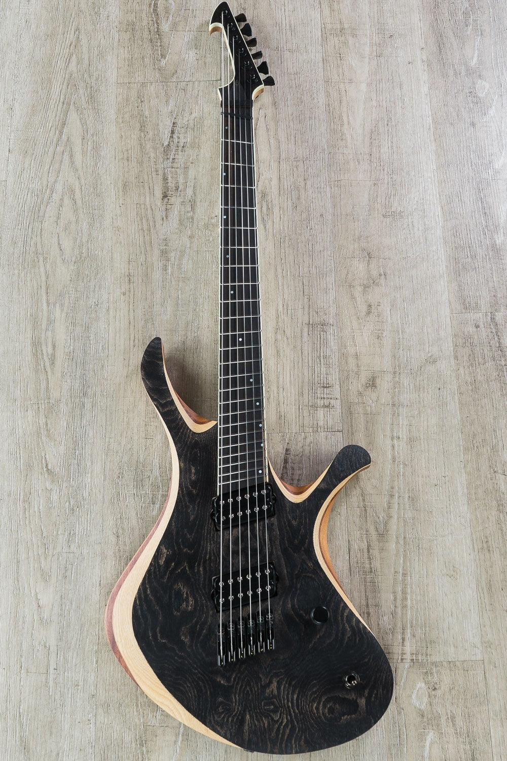 Skervesen Swan 6 FF Electric Guitar, Ash, Bare Knuckle, Fanned Frets - Trans Matte Black