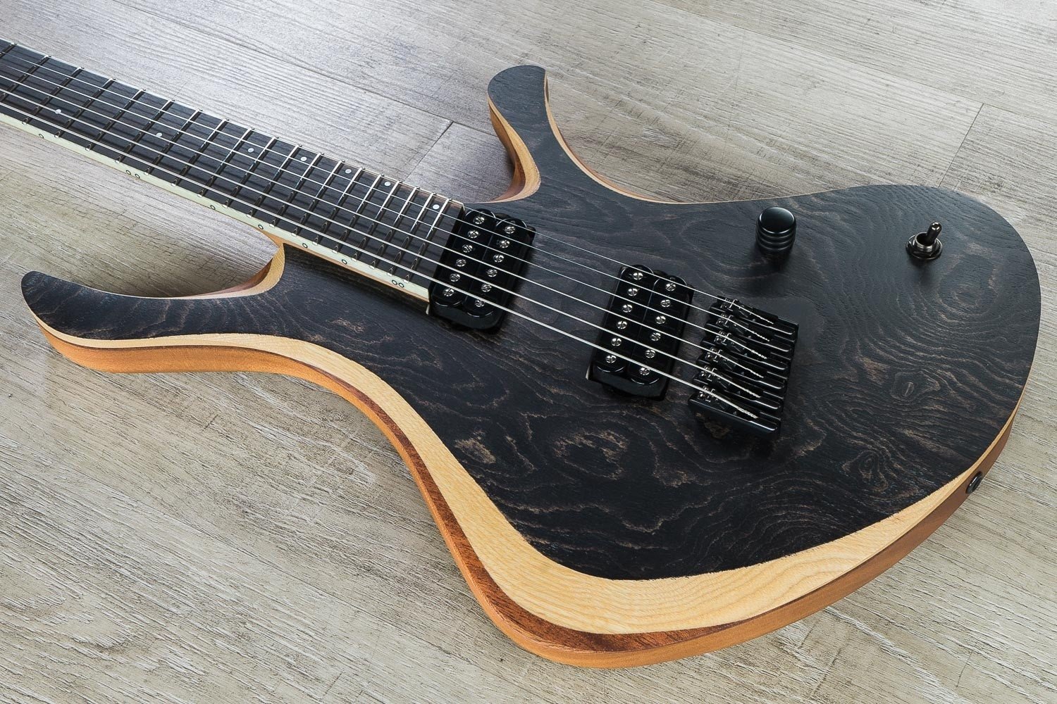 Skervesen Swan 6 FF Electric Guitar, Ash, Bare Knuckle, Fanned Frets - Trans Matte Black