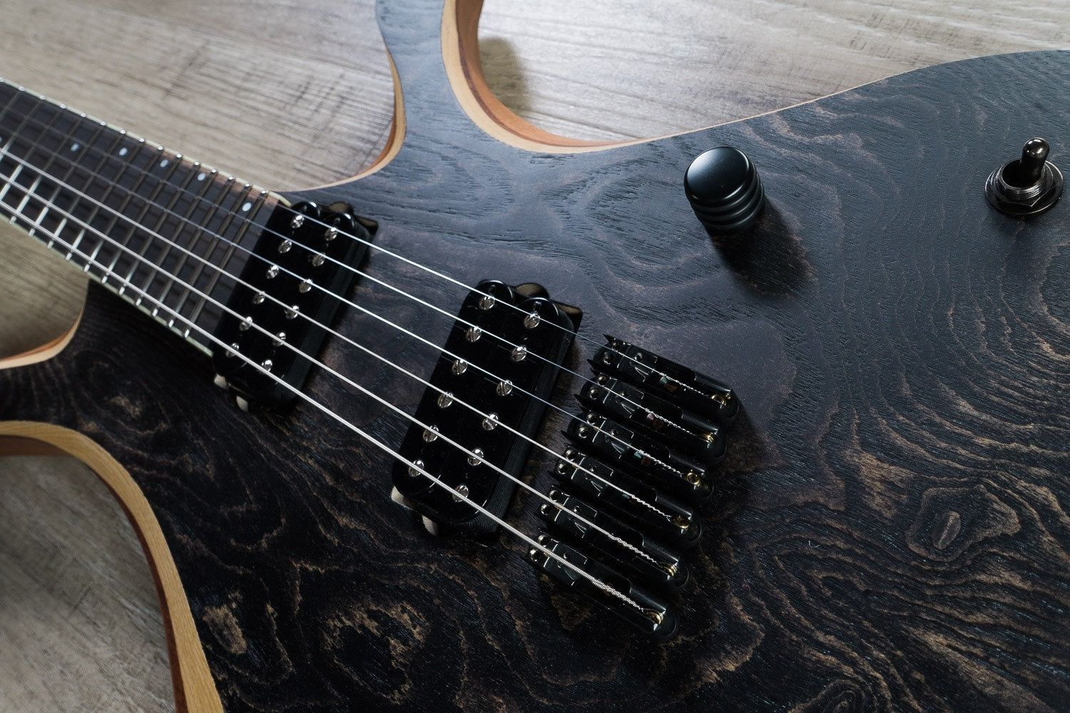 Skervesen Swan 6 FF Electric Guitar, Ash, Bare Knuckle, Fanned Frets - Trans Matte Black
