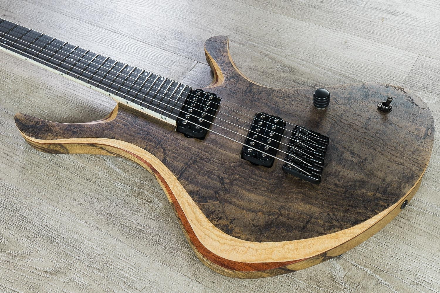 Skervesen Swan 6 FF Multi-Scale Electric Guitar, Swamp Ash, Black Limba, Ebony Fingerboard, Hiscox Hard Case - Natural