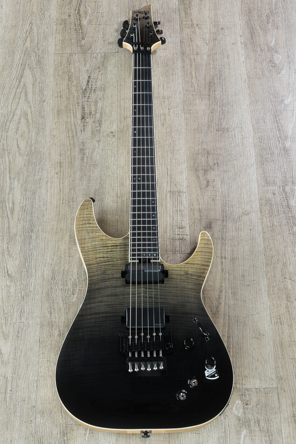 Schecter C-1 FR S SLS Elite Electric Guitar, Flamed Maple Top - Black Fade Burst