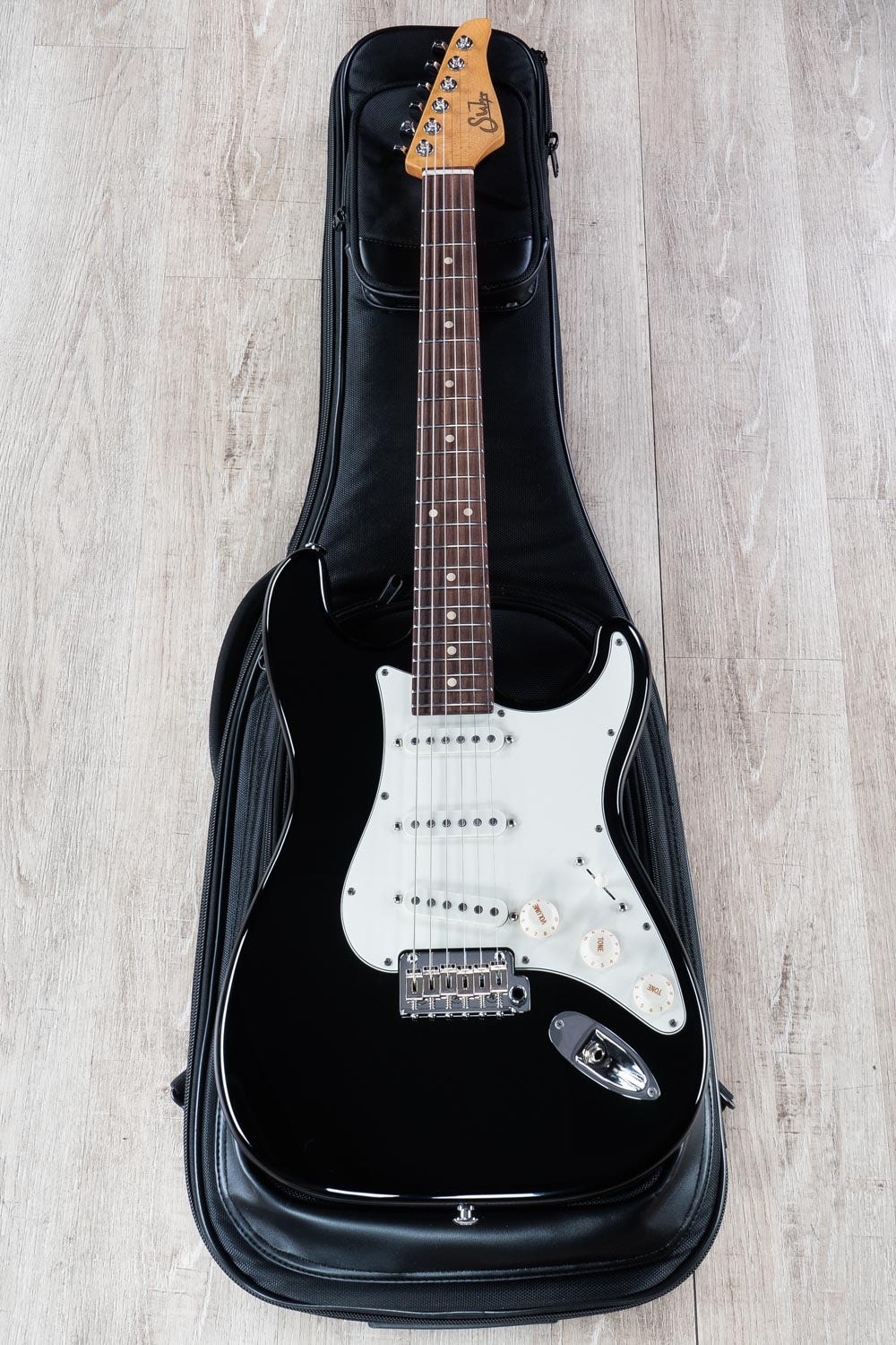 Suhr Classic S SSS Electric Guitar, Indian Rosewood Fretboard, SSCII, Deluxe Gig Bag - Black