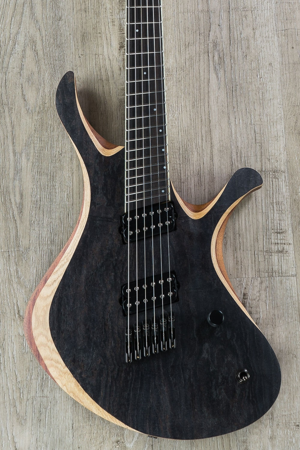 Skervesen Swan 6 FF Multi-Scale Electric Guitar, Swamp Ash, Ebony Fingerboard, Bare Knuckle Pickups, Hiscox Hard Case - Black Ash