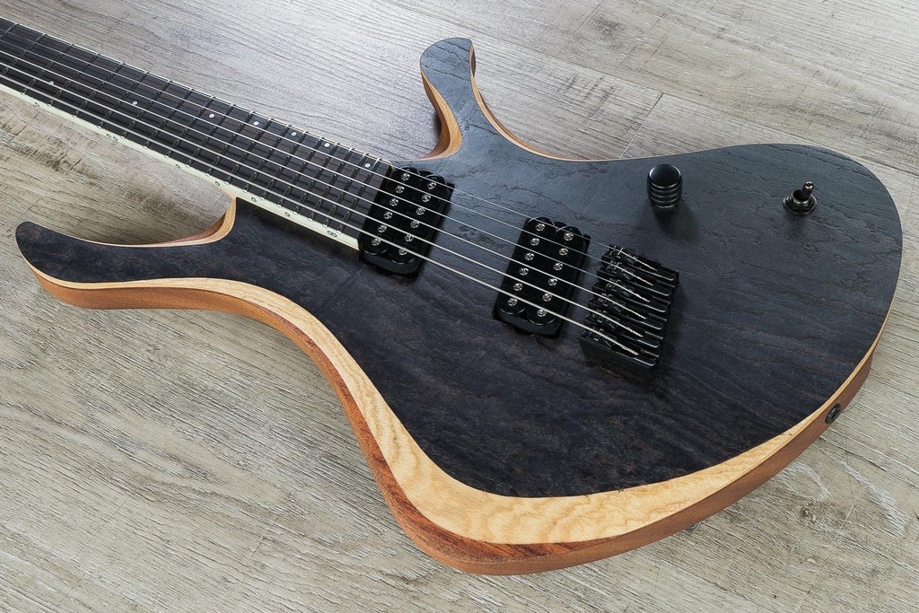 Skervesen Swan 6 FF Multi-Scale Electric Guitar, Swamp Ash, Ebony Fingerboard, Bare Knuckle Pickups, Hiscox Hard Case - Black Ash