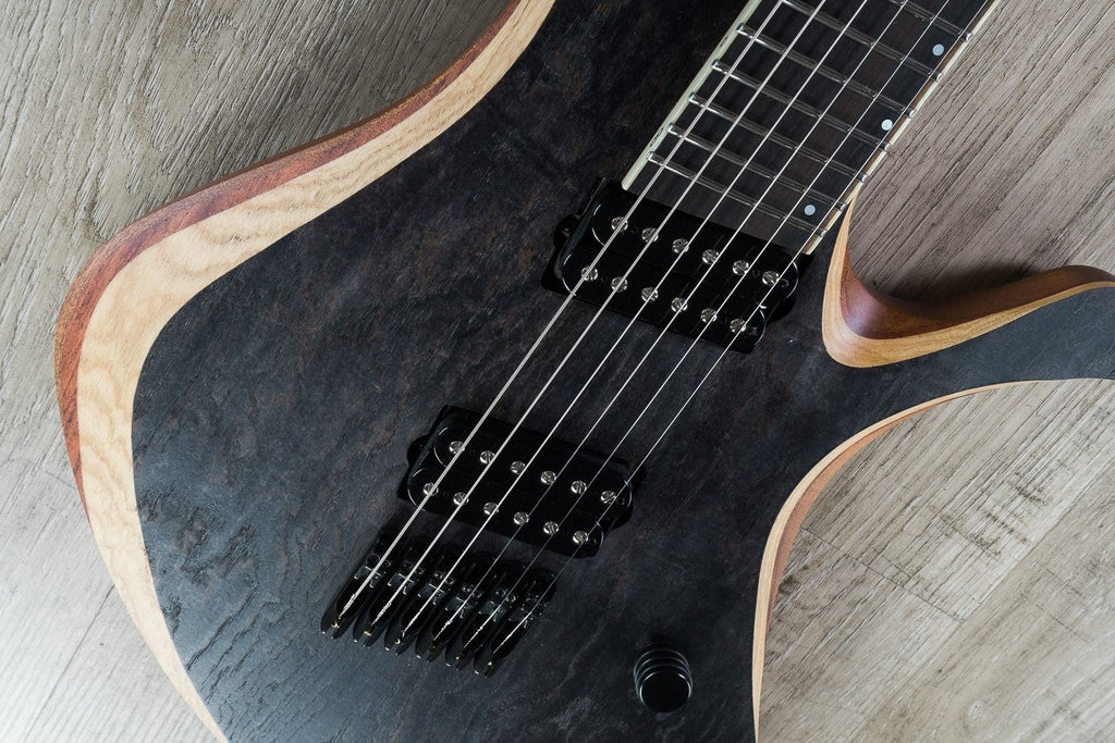 Skervesen Swan 6 FF Multi-Scale Electric Guitar, Swamp Ash, Ebony Fingerboard, Bare Knuckle Pickups, Hiscox Hard Case - Black Ash