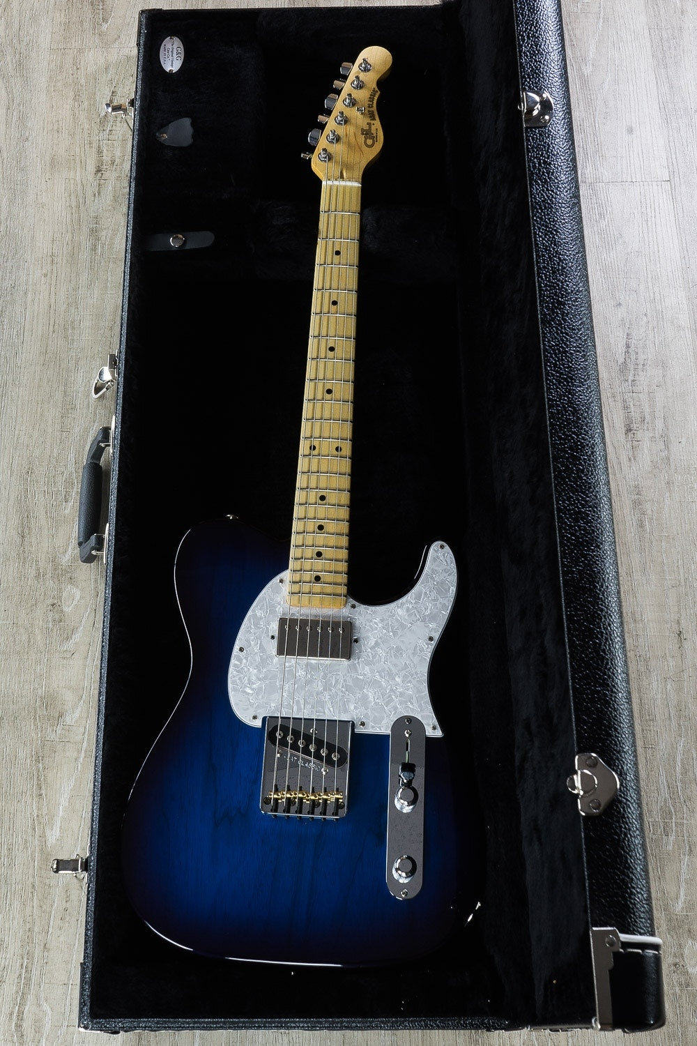 G&L USA Fullerton Deluxe ASAT Classic Bluesboy Electric Guitar, Swamp Ash Body, Maple Fingerboard, Hard Case - Blueburst