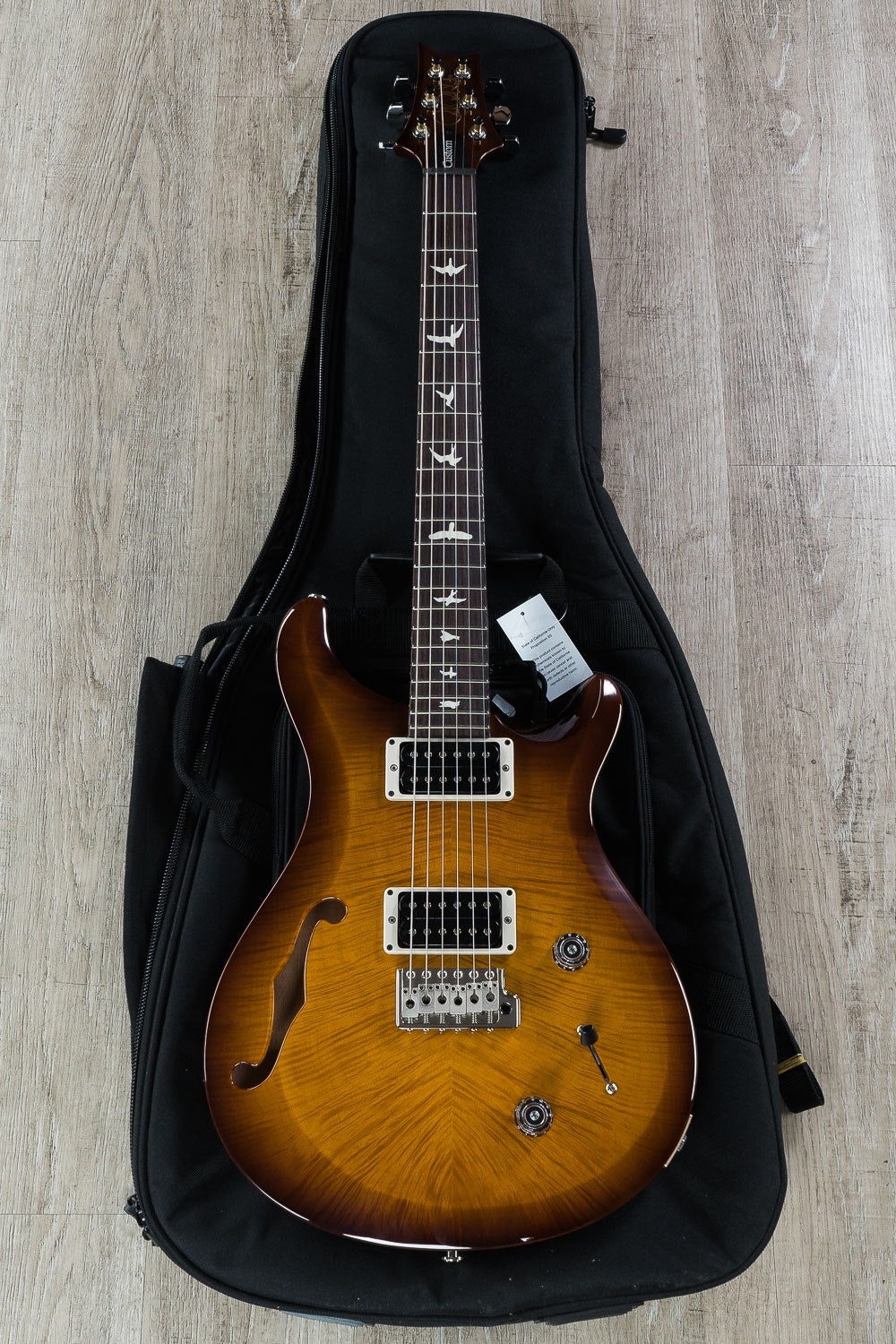 PRS Paul Reed Smith S2 Custom 22 Semi-Hollow Electric Guitar, Flame Maple Top, Gig Bag - Violin Amber Sunburst