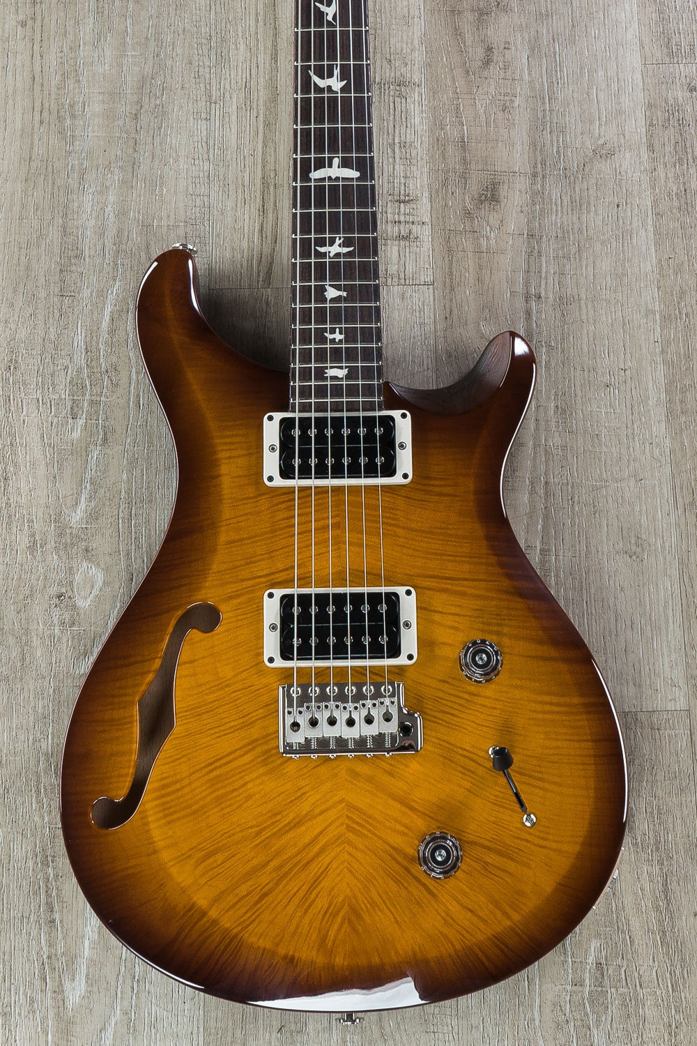PRS Paul Reed Smith S2 Custom 22 Semi-Hollow Electric Guitar, Flame Maple Top, Gig Bag - Violin Amber Sunburst