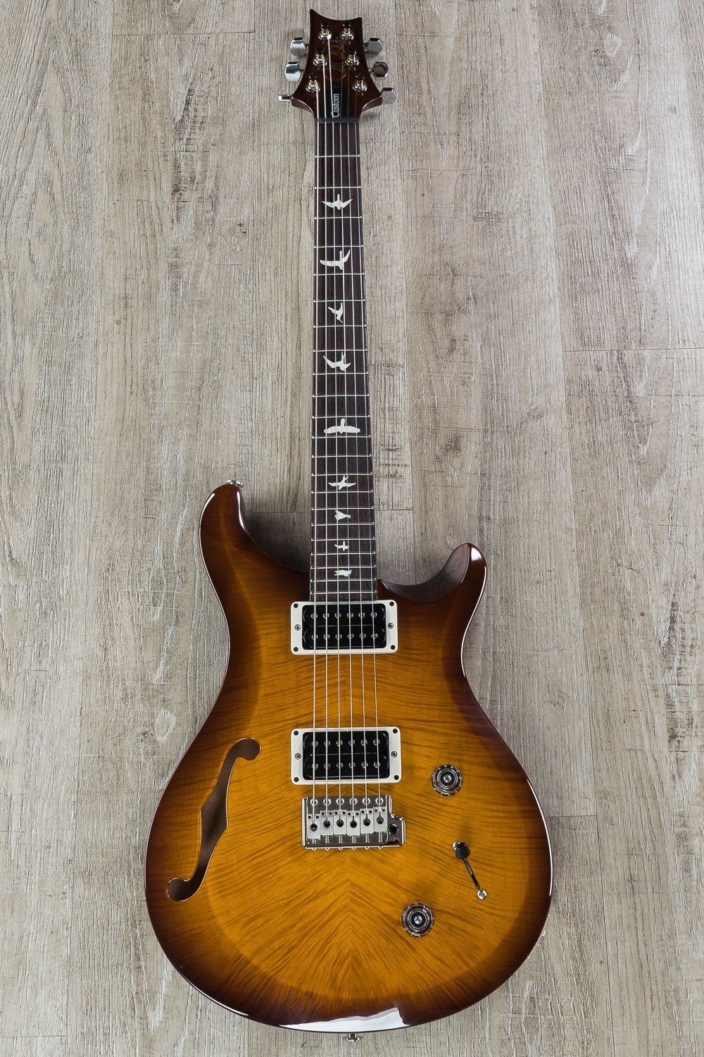 PRS Paul Reed Smith S2 Custom 22 Semi-Hollow Electric Guitar, Flame Maple Top, Gig Bag - Violin Amber Sunburst