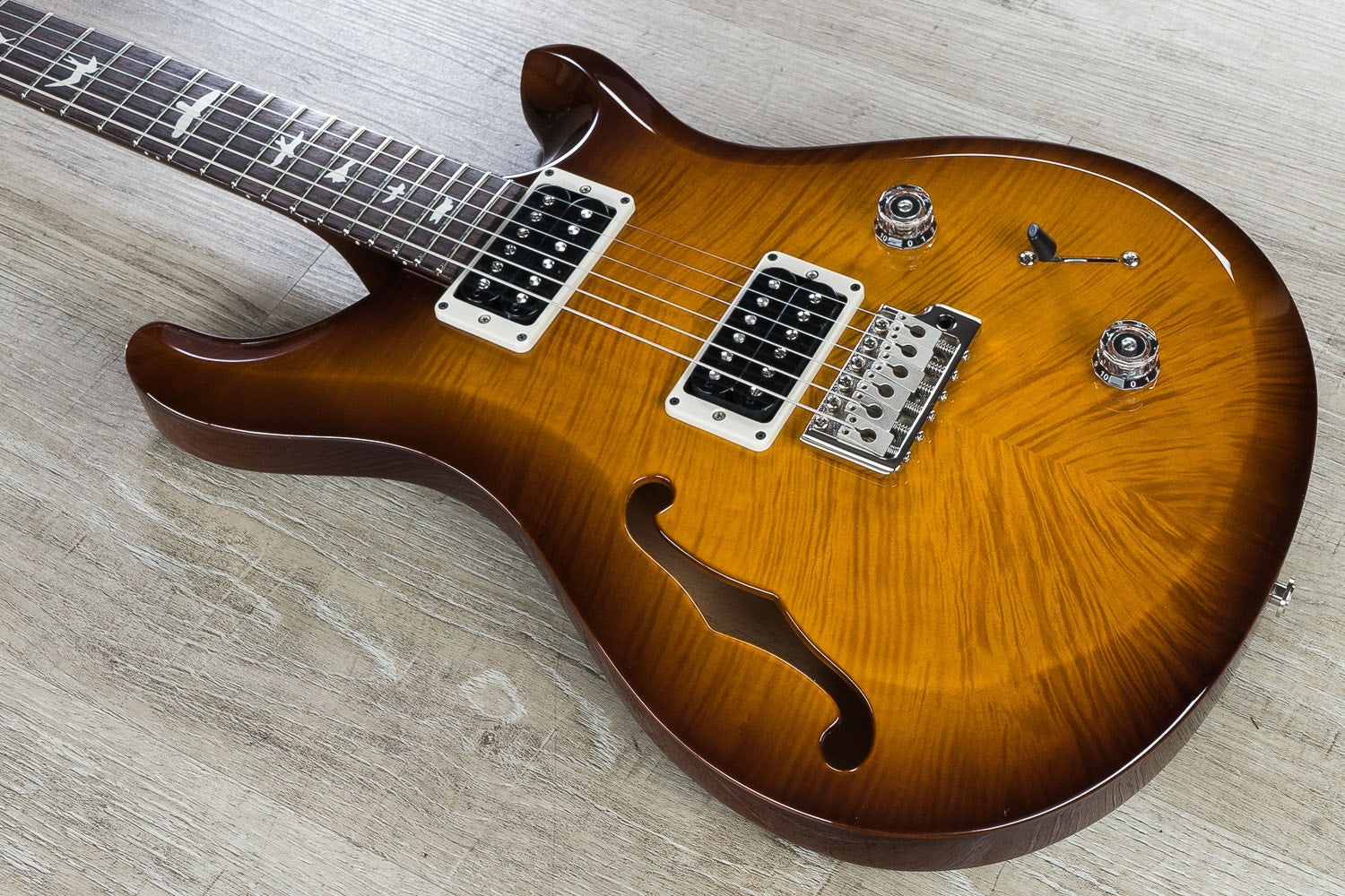 PRS Paul Reed Smith S2 Custom 22 Semi-Hollow Electric Guitar, Flame Maple Top, Gig Bag - Violin Amber Sunburst