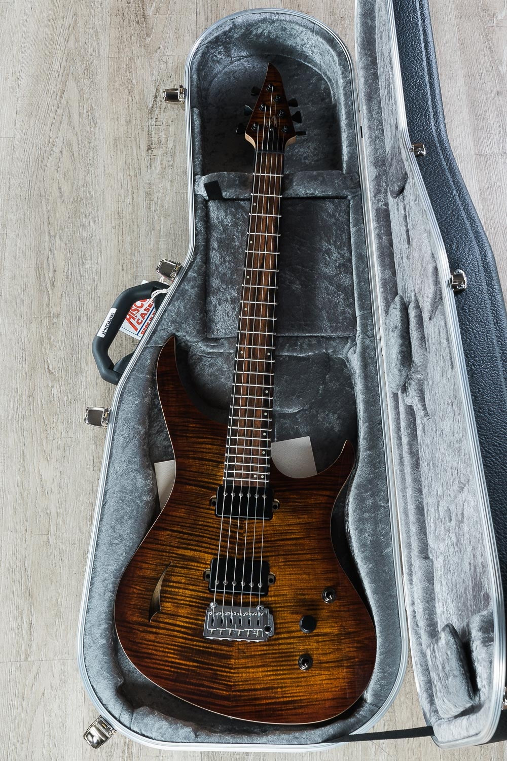 Skervesen 4AP Soul Semi-Hollow Electric Guitar, Flame Maple Top, Bare Knuckle Pickups - Black Gold Burst