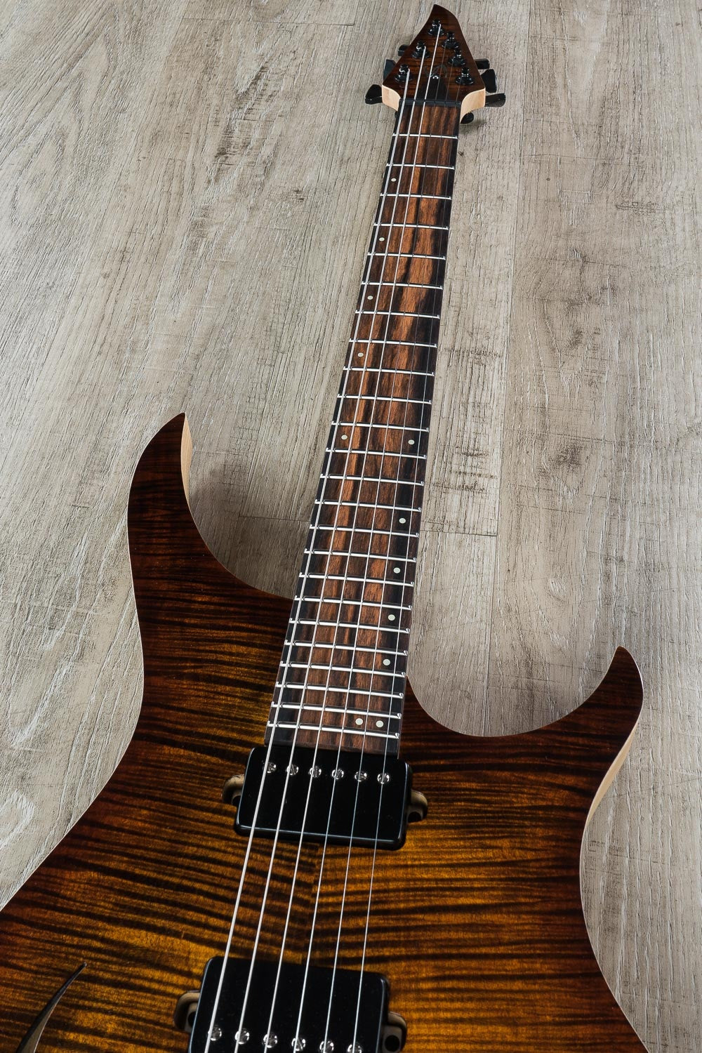 Skervesen 4AP Soul Semi-Hollow Electric Guitar, Flame Maple Top, Bare Knuckle Pickups - Black Gold Burst