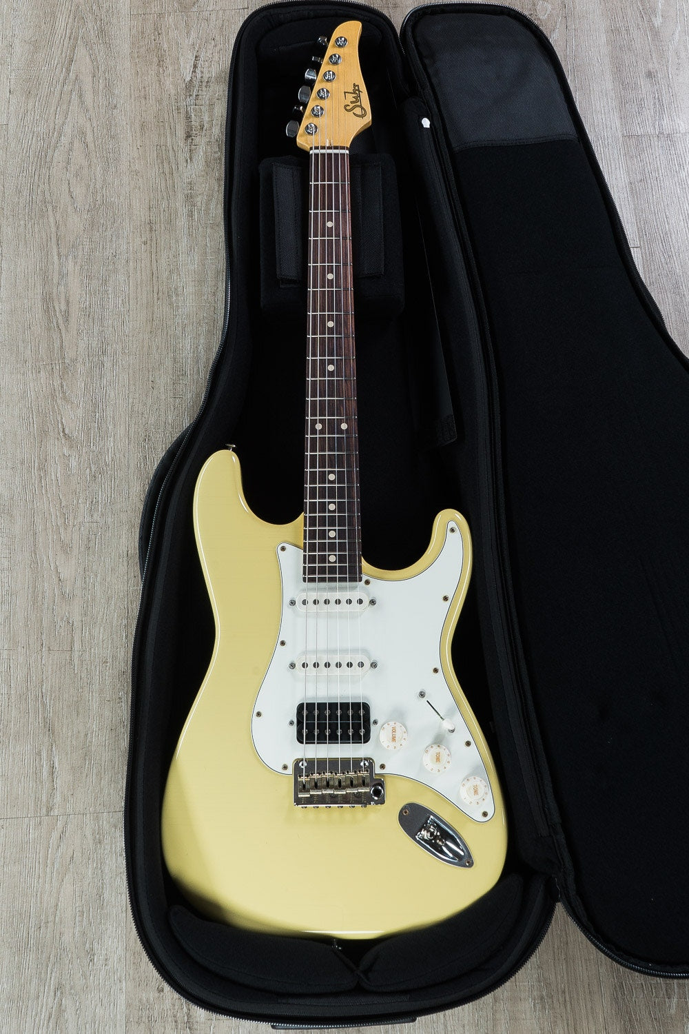 Suhr Classic S Antique HSS Electric Guitar, Alder Body, Rosewood Fingerboard, Gig Bag - Vintage Yellow