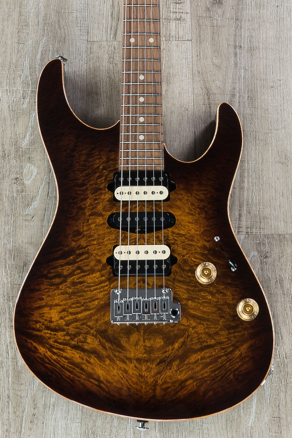 Suhr Modern Plus Curly Electric Guitar, Pau Ferro Fingerboard, Deluxe Gig Bag - Bengal Burst