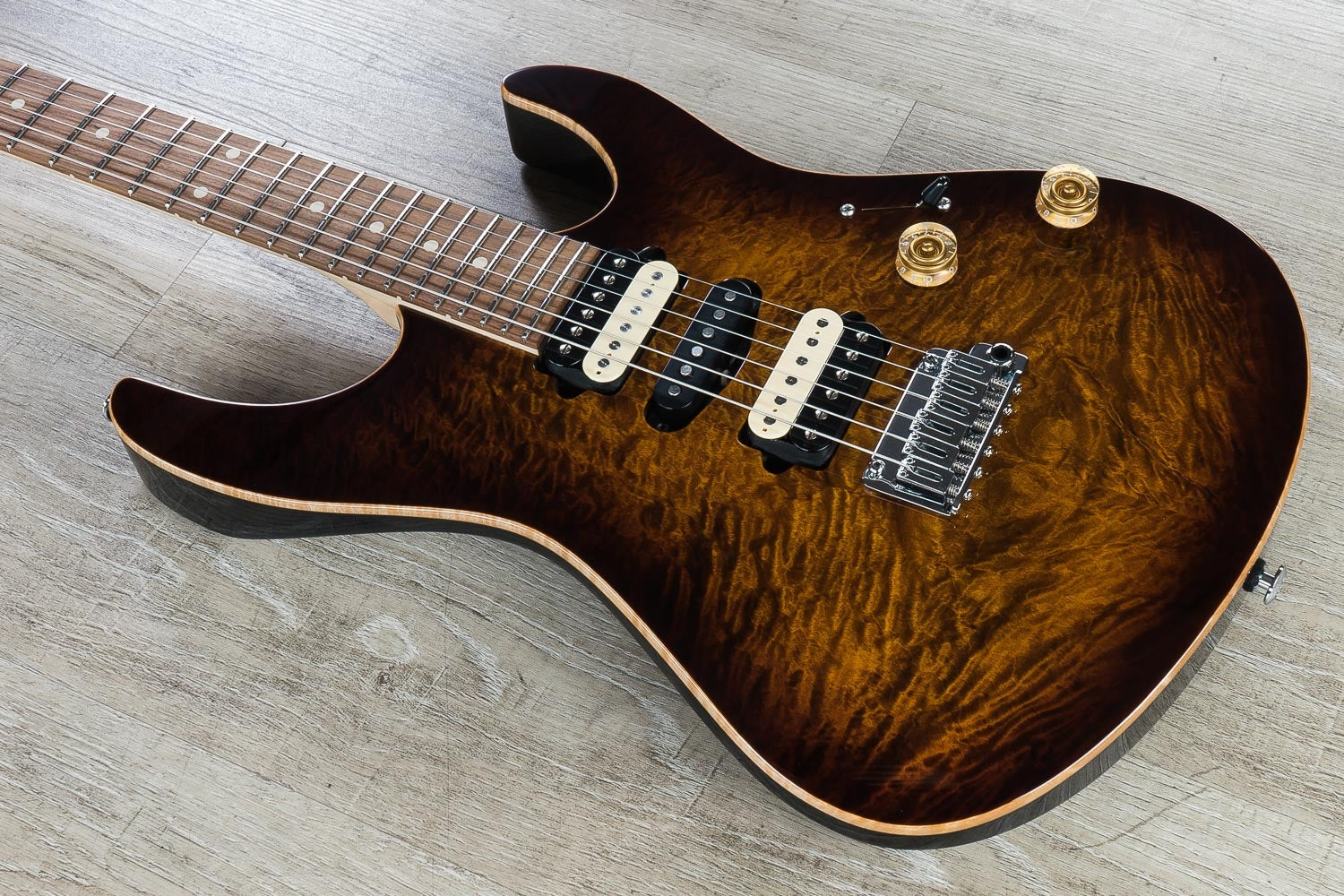 Suhr Modern Plus Curly Electric Guitar, Pau Ferro Fingerboard, Deluxe Gig Bag - Bengal Burst