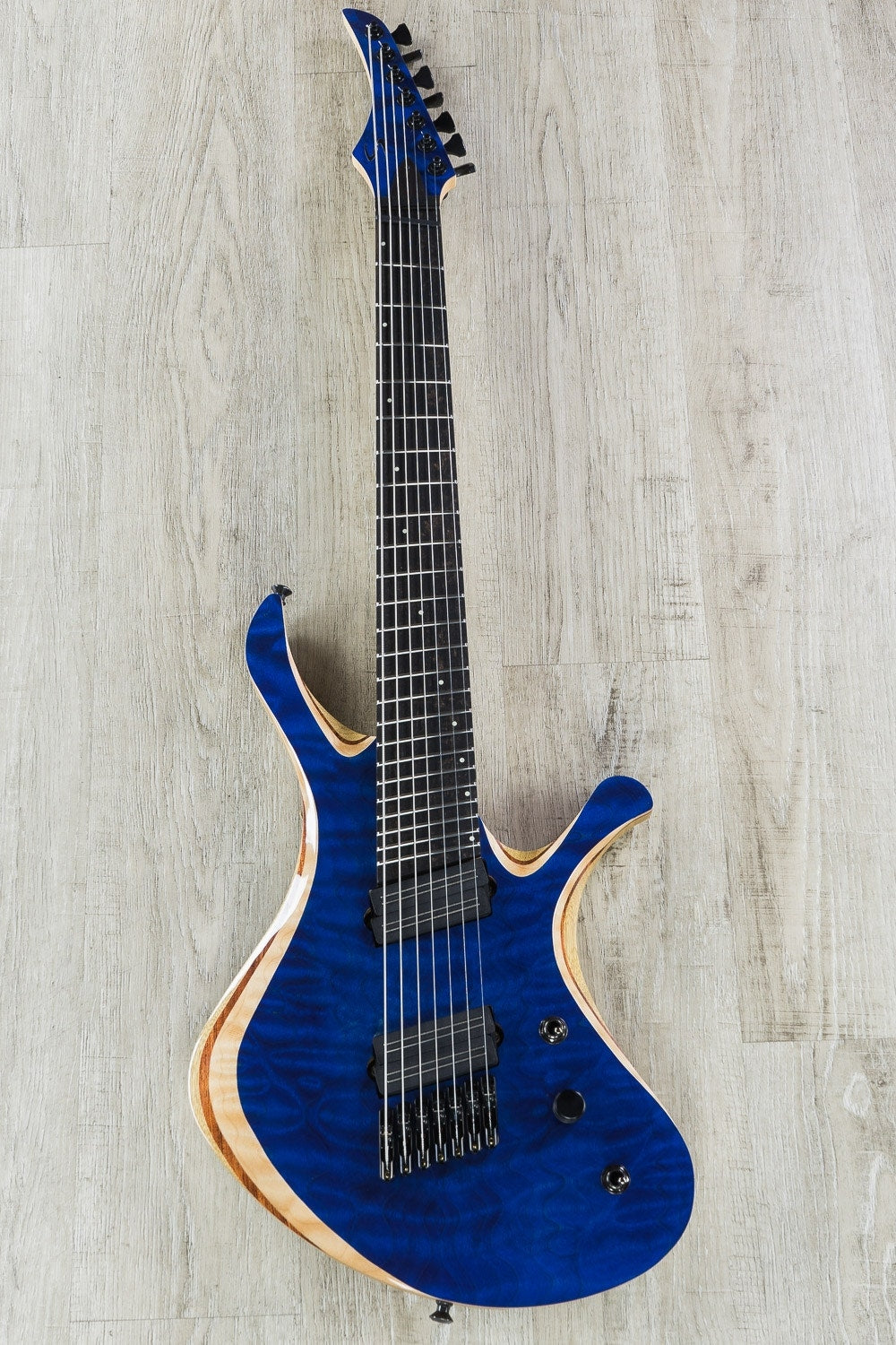 Skervesen Swan 7 FF 7-String Fanned Fret Electric Guitar, Quilted Maple 4A Top, Hard Case - Deep Ocean