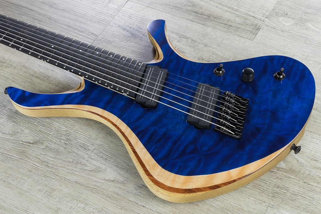 Skervesen Swan 7 FF 7-String Fanned Fret Electric Guitar, Quilted Maple 4A Top, Hard Case - Deep Ocean