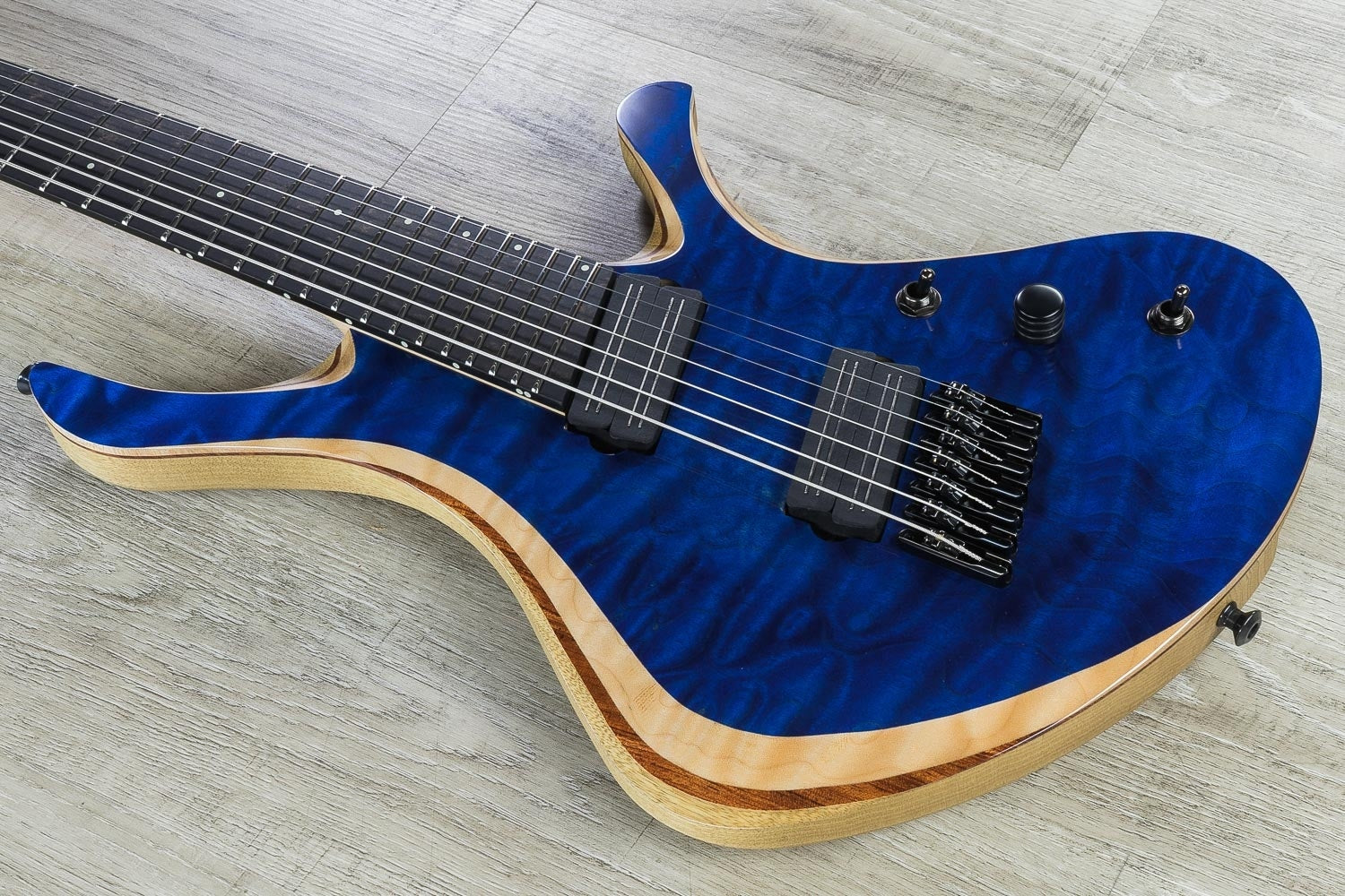 Skervesen Swan 7 FF 7-String Fanned Fret Electric Guitar, Quilted Maple 4A Top, Hard Case - Deep Ocean