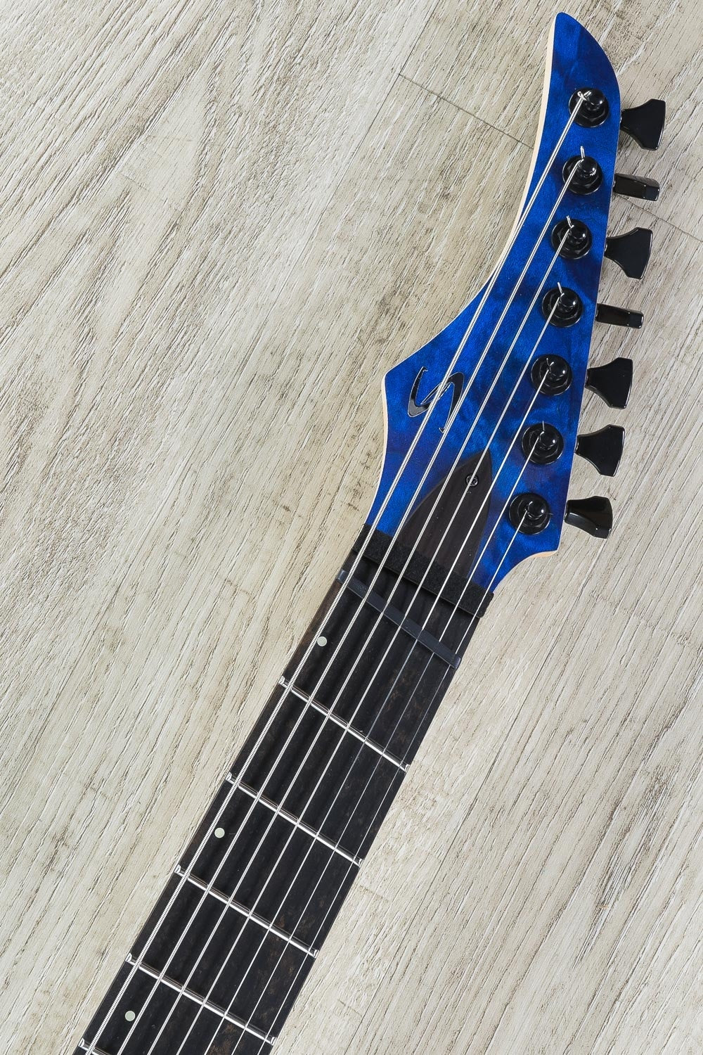 Skervesen Swan 7 FF 7-String Fanned Fret Electric Guitar, Quilted Maple 4A Top, Hard Case - Deep Ocean