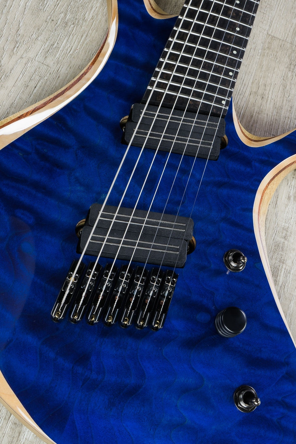 Skervesen Swan 7 FF 7-String Fanned Fret Electric Guitar, Quilted Maple 4A Top, Hard Case - Deep Ocean
