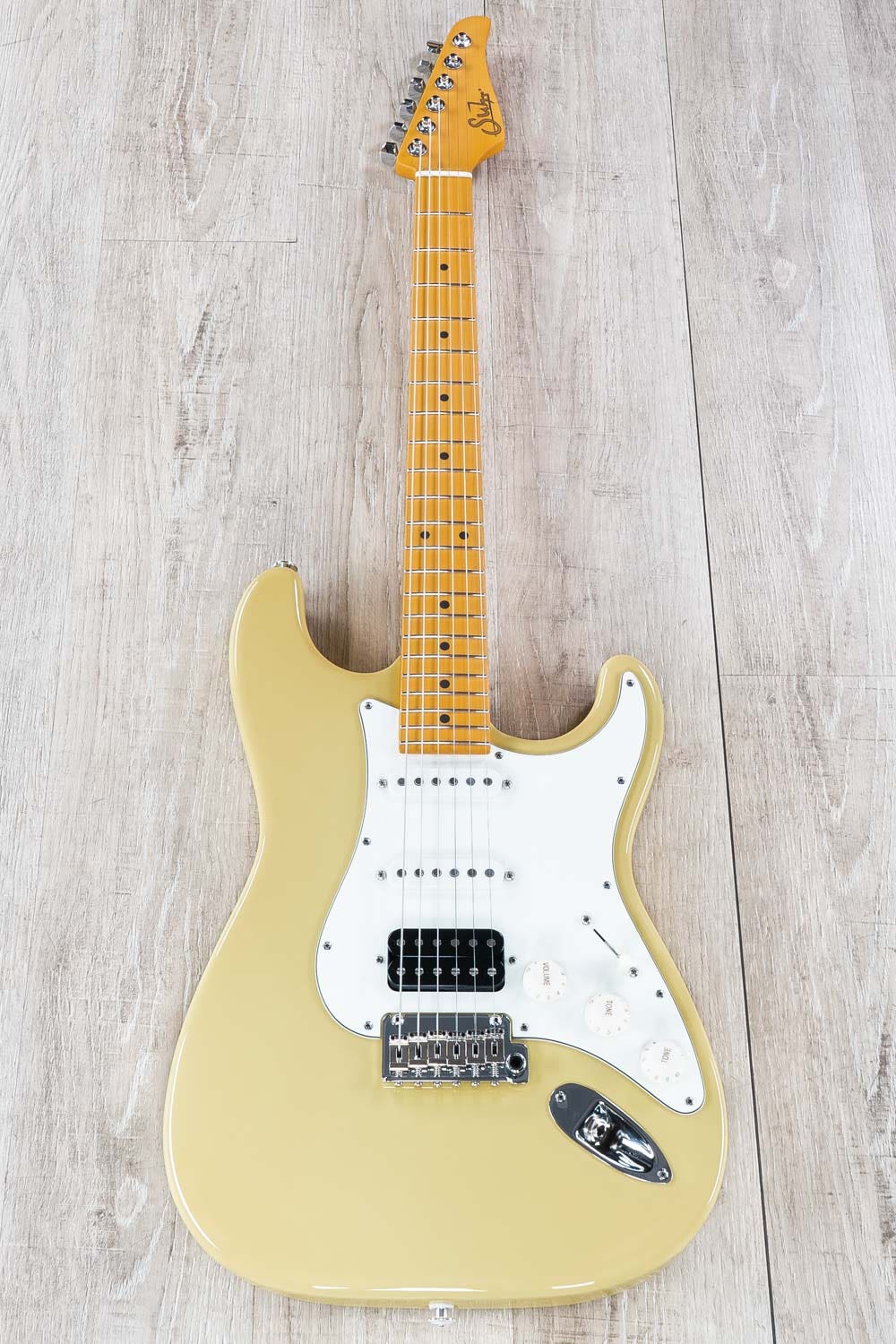 Suhr Guitars Classic S Electric Guitar, HSS, Maple Fingerboard, Vintage Yellow