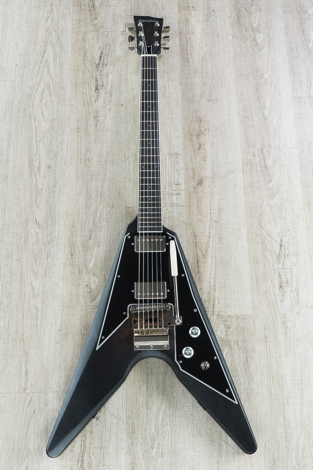 Dunable Guitars Asteroid Electric Guitar, Ebony Fretboard, SKB Padded Gig Bag - Black Burst Satin