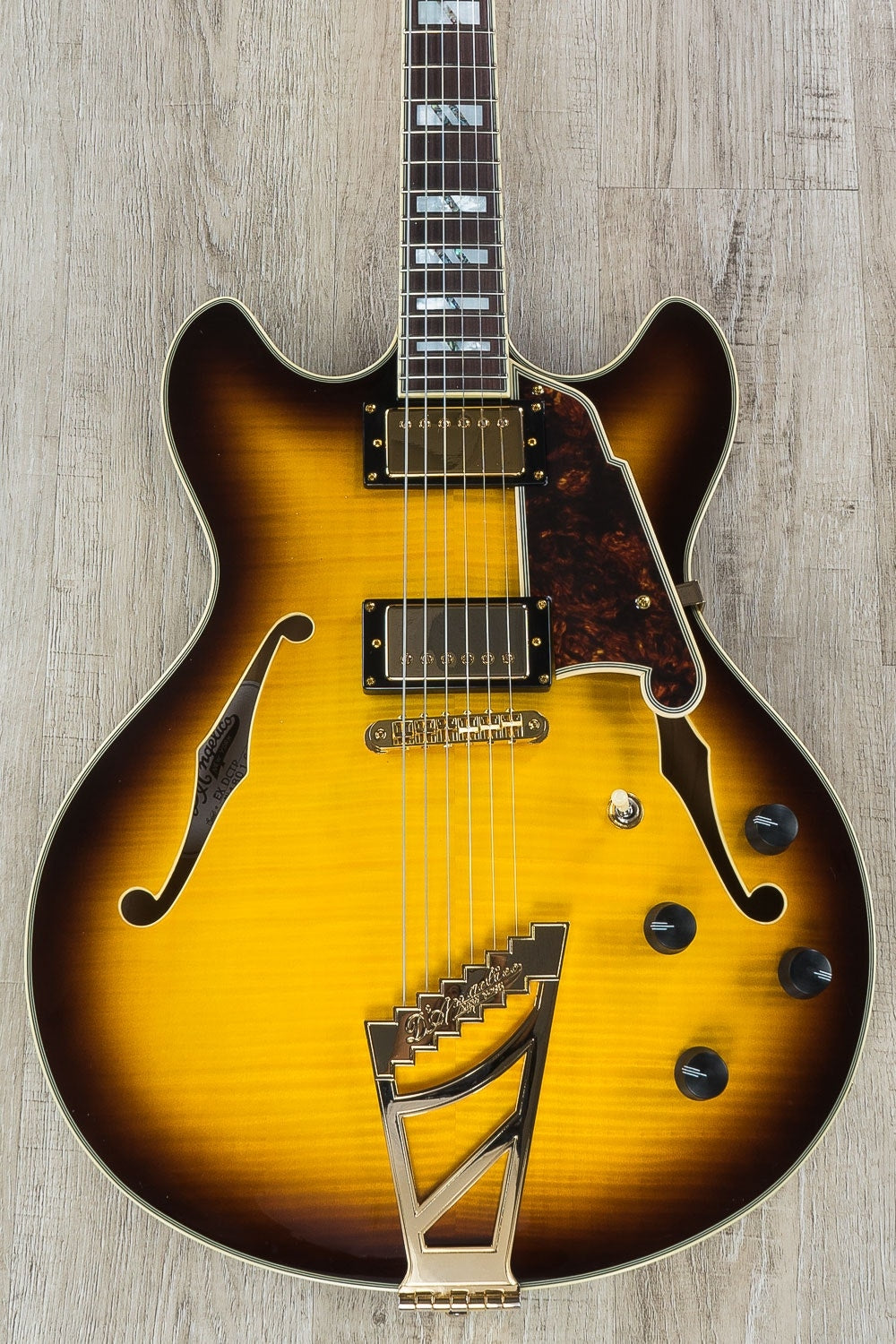 D'Angelico Excel DC Semi-Hollow Electric Guitar, Pau Ferro Fingerboard, Hard Case - Vintage Sunburst