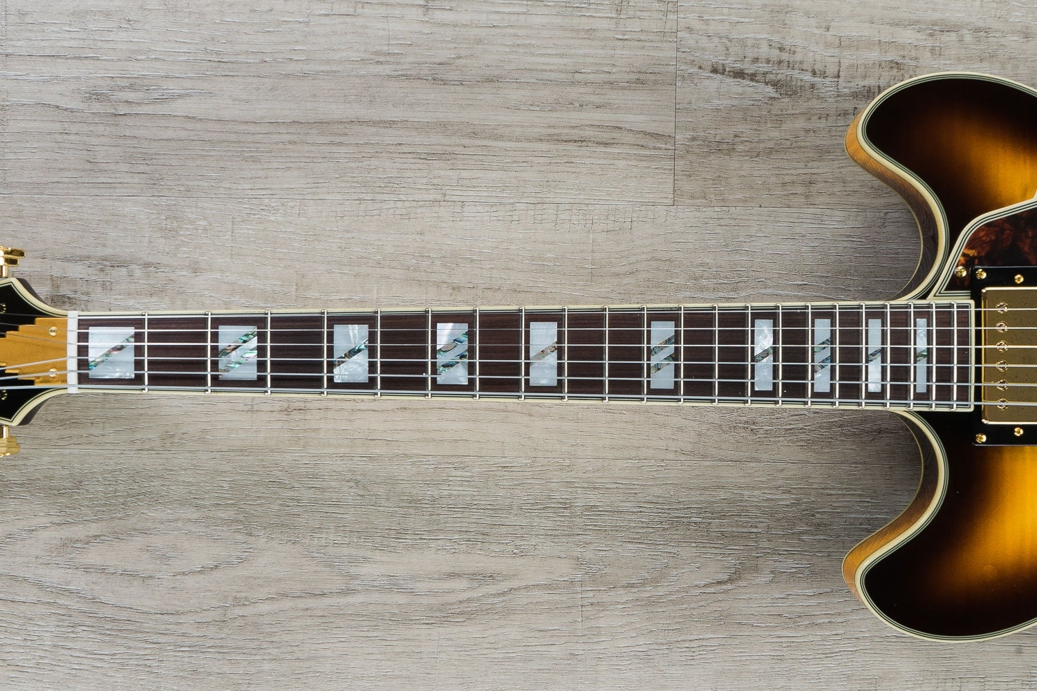D'Angelico Excel DC Semi-Hollow Electric Guitar, Pau Ferro Fingerboard, Hard Case - Vintage Sunburst