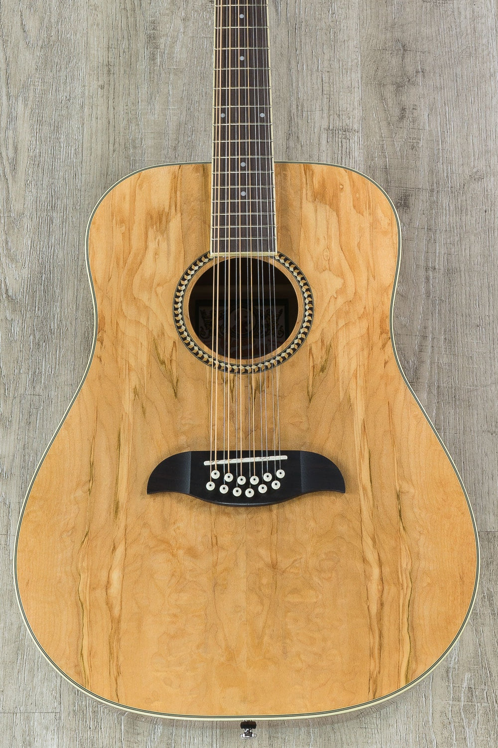 Oscar Schmidt OD312SM Spalted Maple Top 12-String Acoustic Dreadnought Guitar - Natural Finish