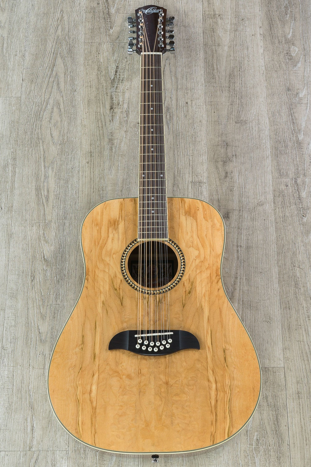 Oscar Schmidt OD312SM Spalted Maple Top 12-String Acoustic Dreadnought Guitar - Natural Finish