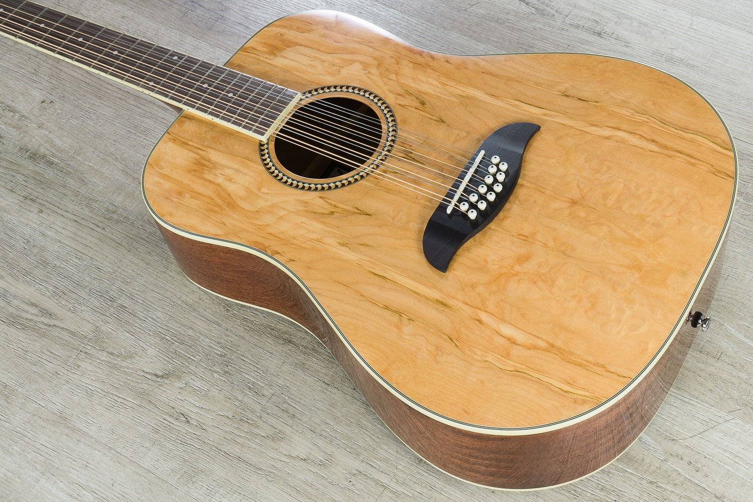 Oscar Schmidt OD312SM Spalted Maple Top 12-String Acoustic Dreadnought Guitar - Natural Finish