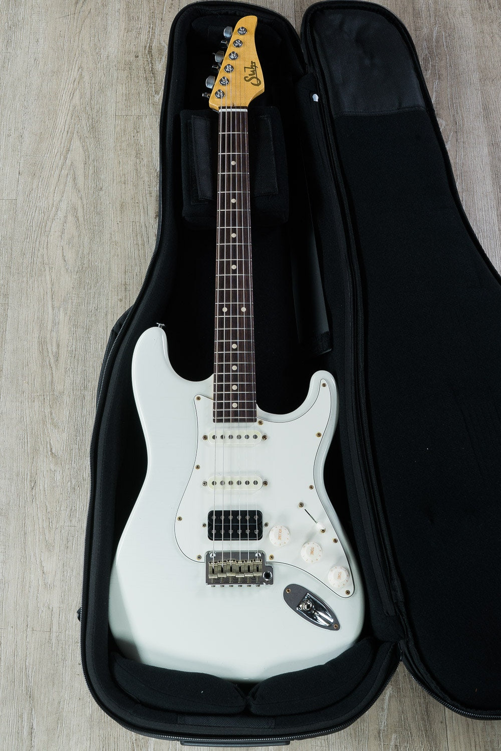 Suhr Classic S Antique HSS Electric Guitar, Indian Rosewood Fingerboard, SSCII, Deluxe Padded Gig Bag - Olympic White