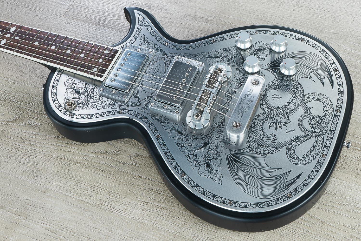 Zemaitis A24MF Dragonheart Metal Front Electric Guitar, Rosewood Fingerboard, Hard Case - Black (B-Stock)