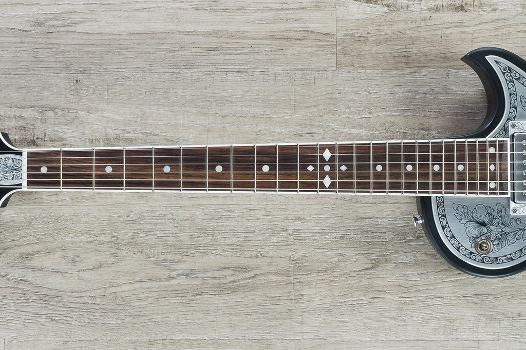 Zemaitis A24MF Dragonheart Metal Front Electric Guitar, Rosewood Fingerboard, Hard Case - Black (B-Stock)
