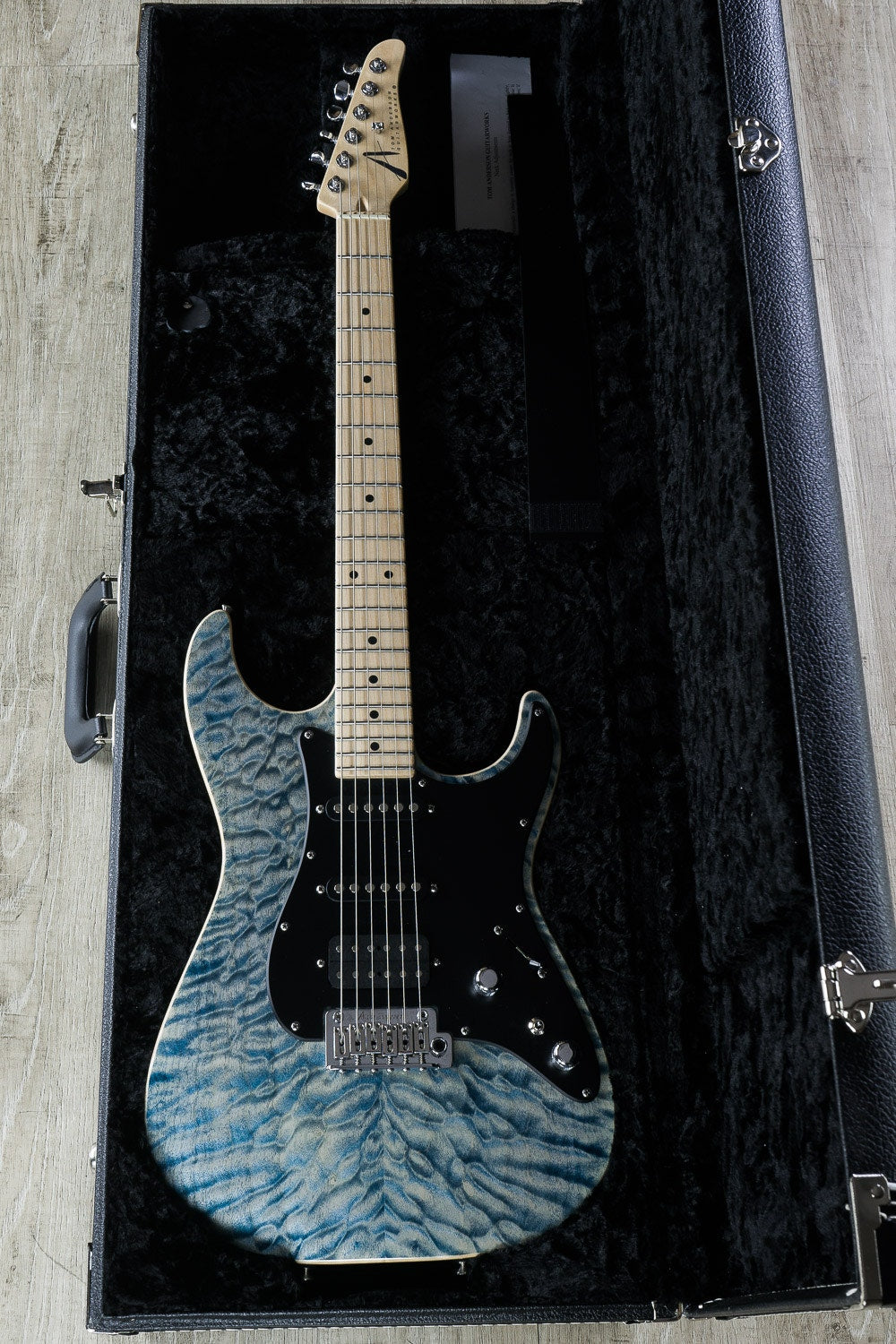 Tom Anderson Guitarworks Drop Top Classic Electric Guitar, Quilt Maple Top, Hardshell Case - Natural Arctic Blue with Binding