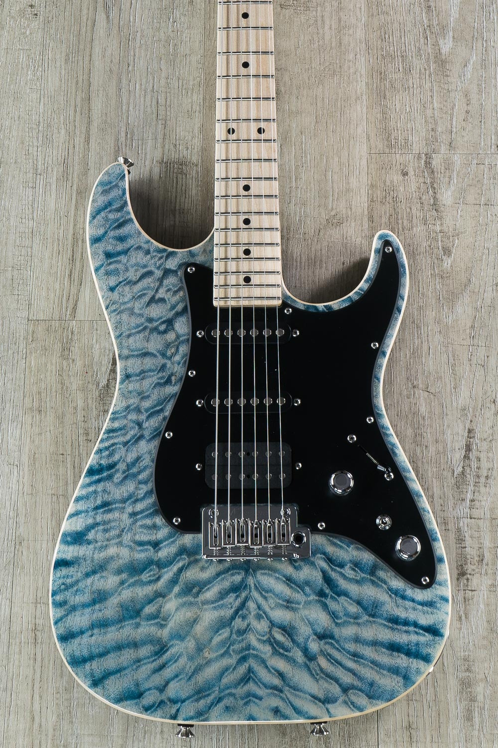 Tom Anderson Guitarworks Drop Top Classic Electric Guitar, Quilt Maple Top, Hardshell Case - Natural Arctic Blue with Binding