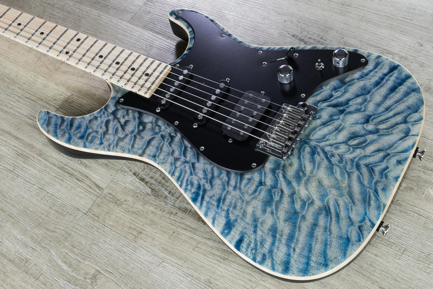 Tom Anderson Guitarworks Drop Top Classic Electric Guitar, Quilt Maple Top, Hardshell Case - Natural Arctic Blue with Binding
